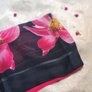 Black Georgette Saree (Red)